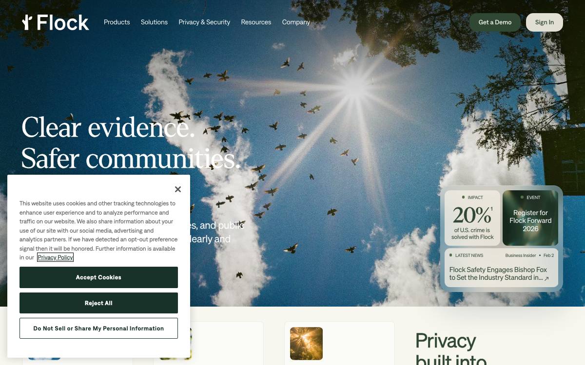 Flock Safety website preview