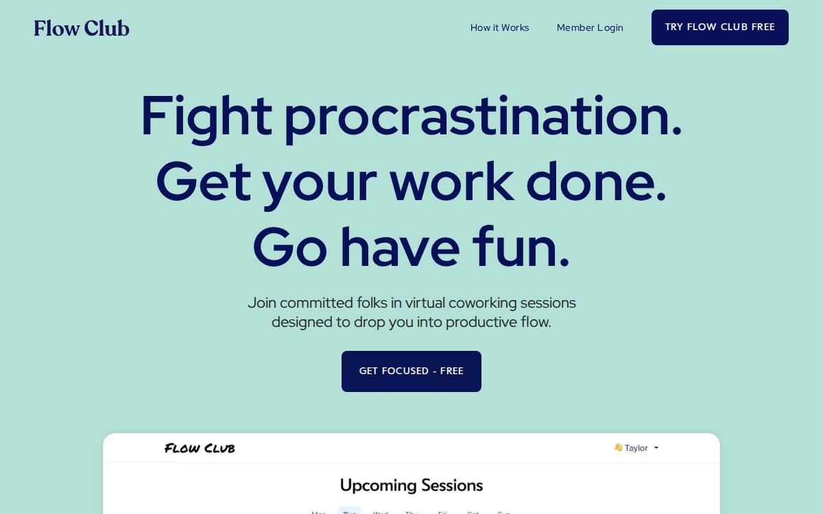 Flow Club website preview