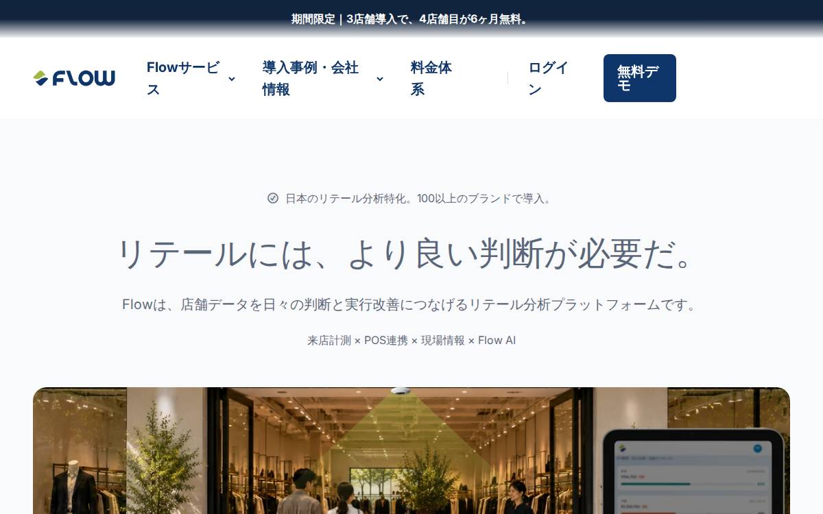 Flow Solutions Retail Analytics platform website preview
