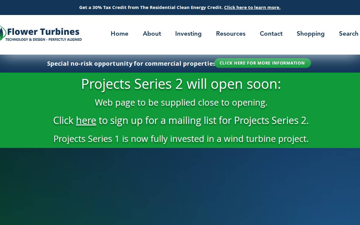 Flower Turbines website preview