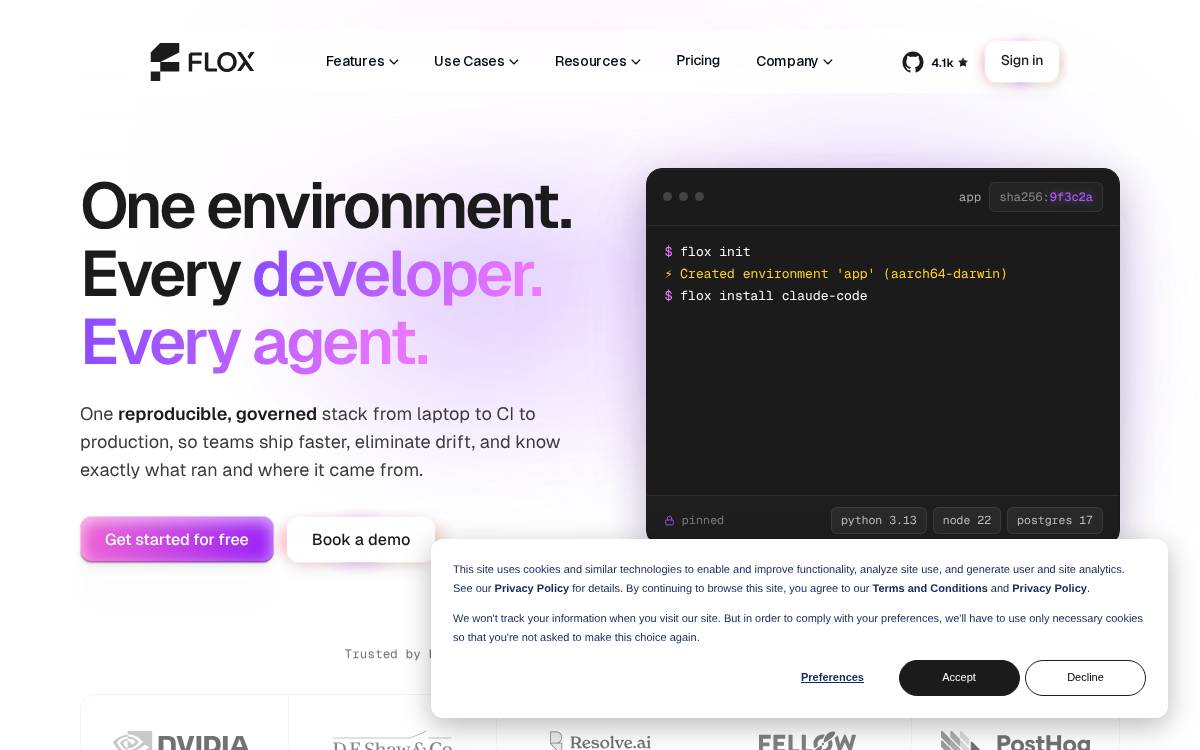 Flox website preview
