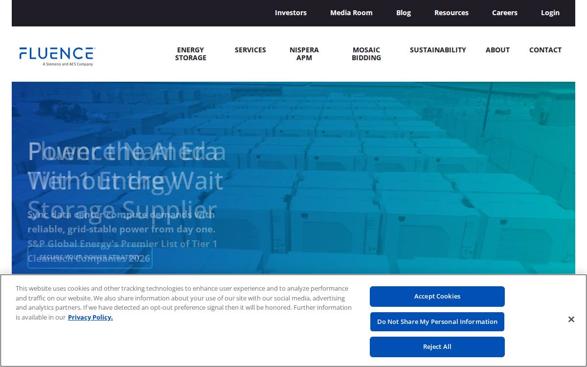 Fluence Energy website preview