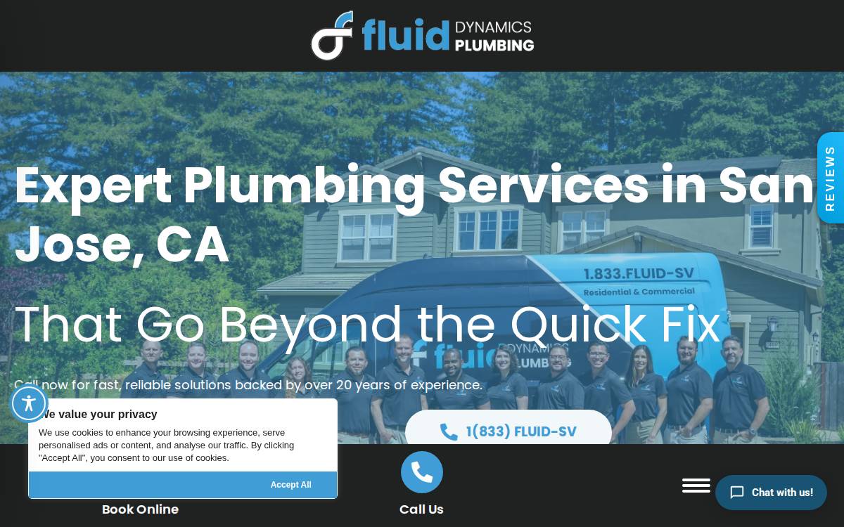 Fluid Dynamics Plumbing website preview