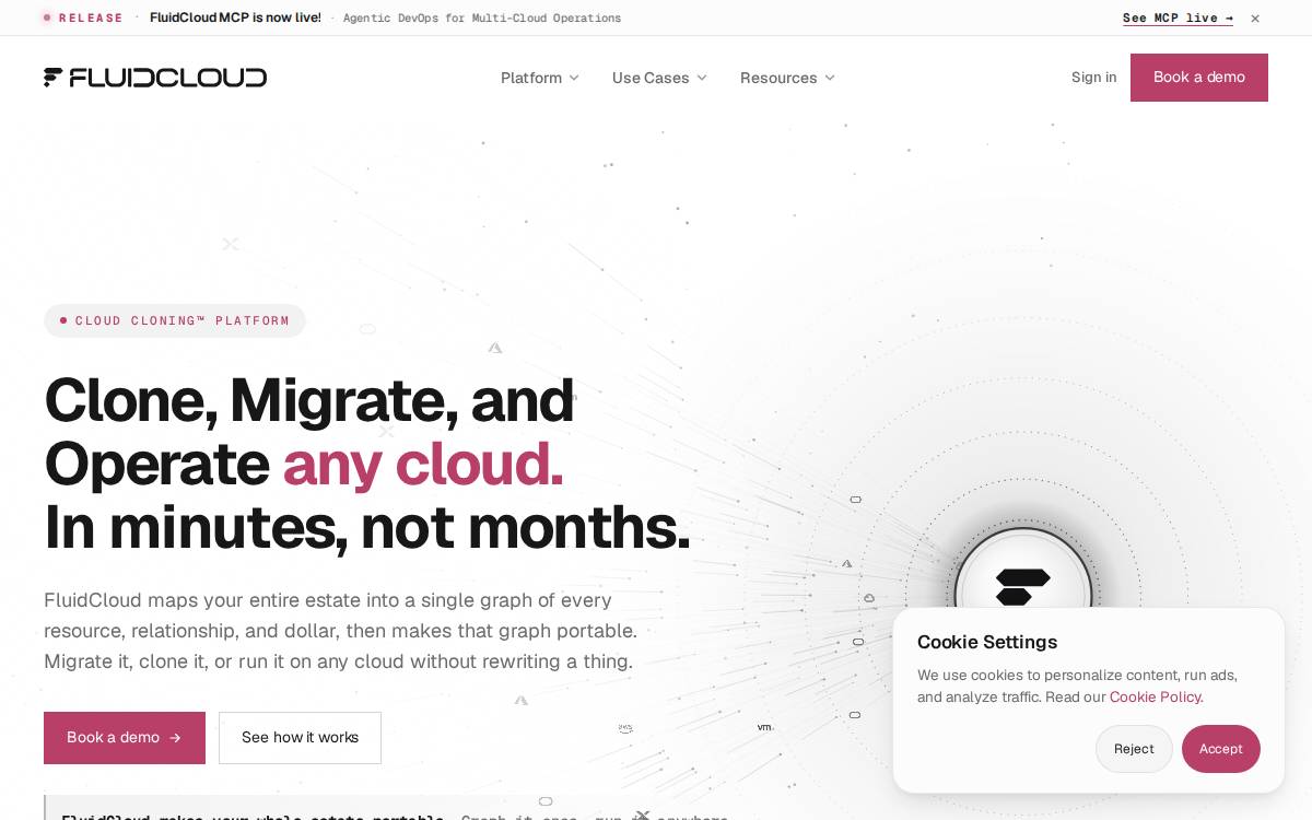 FluidCloud website preview