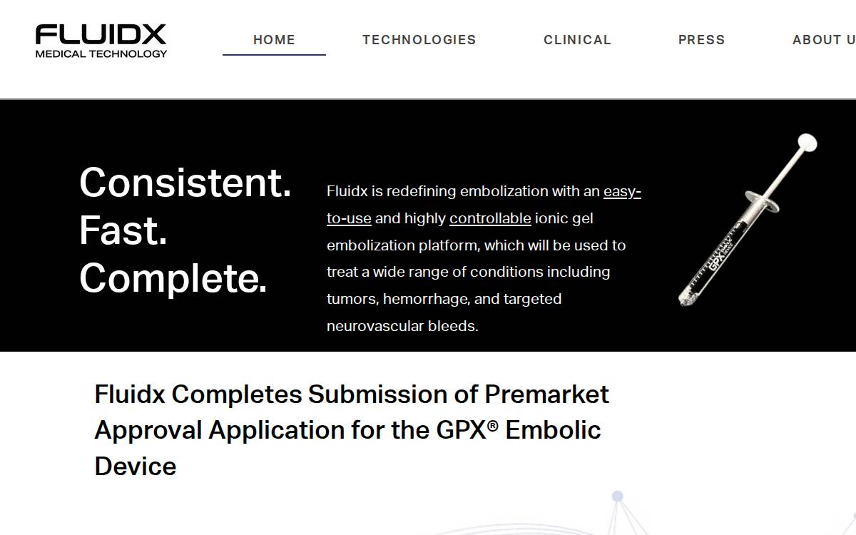 FluidX Medical Technology website preview
