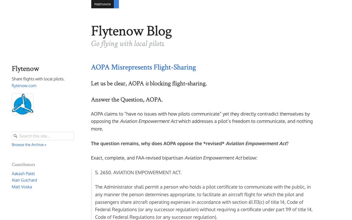 Flytenow website preview