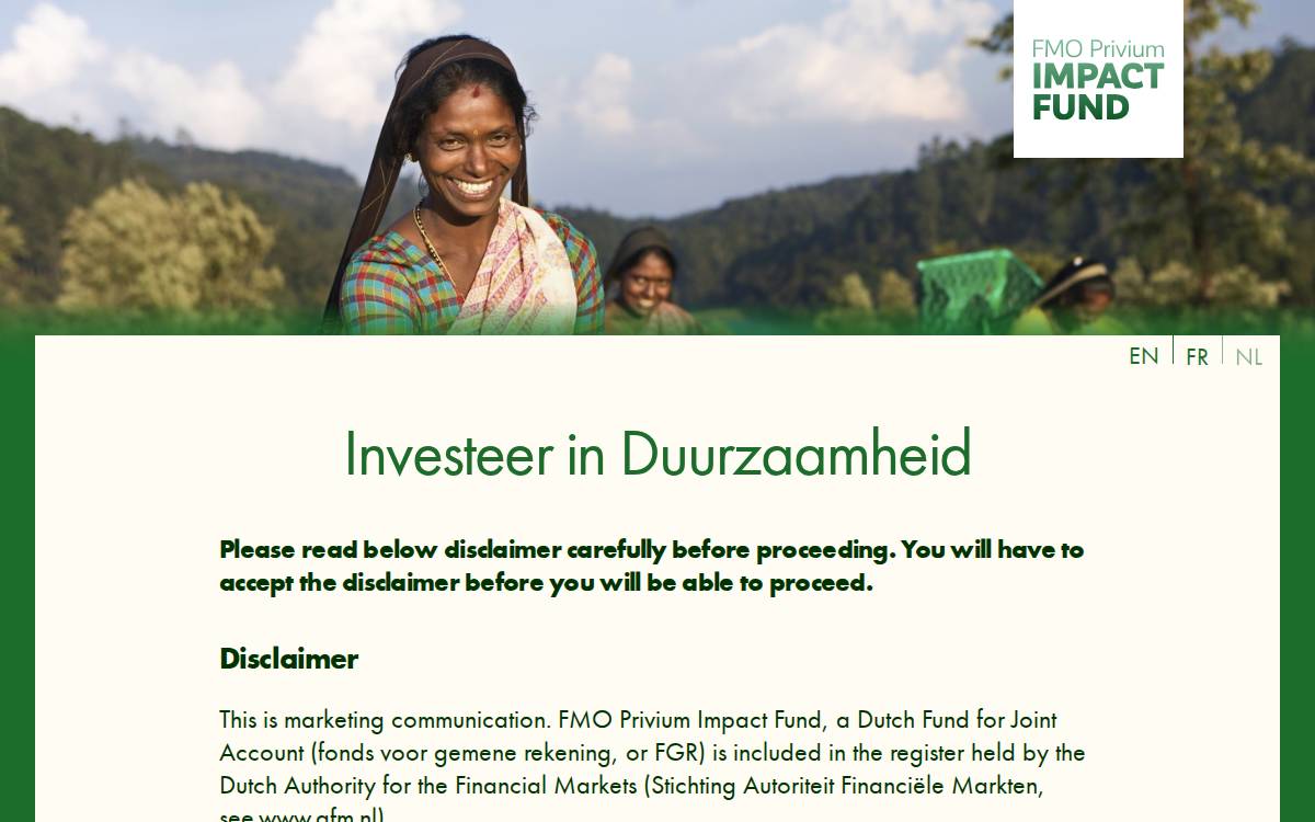 FMO Privium Impact Fund website preview