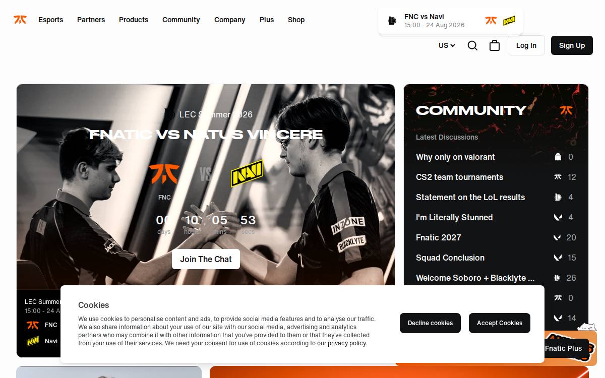 Fnatic website preview