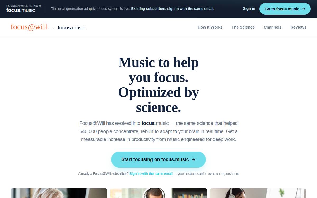 Focus At Will Labs website preview