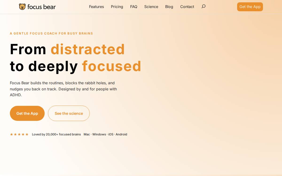 Focus Bear website preview
