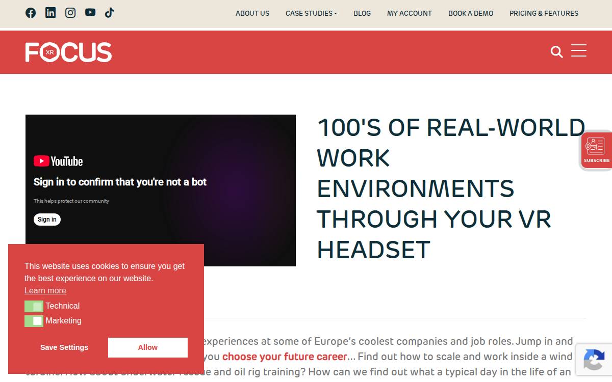 Focus XR website preview