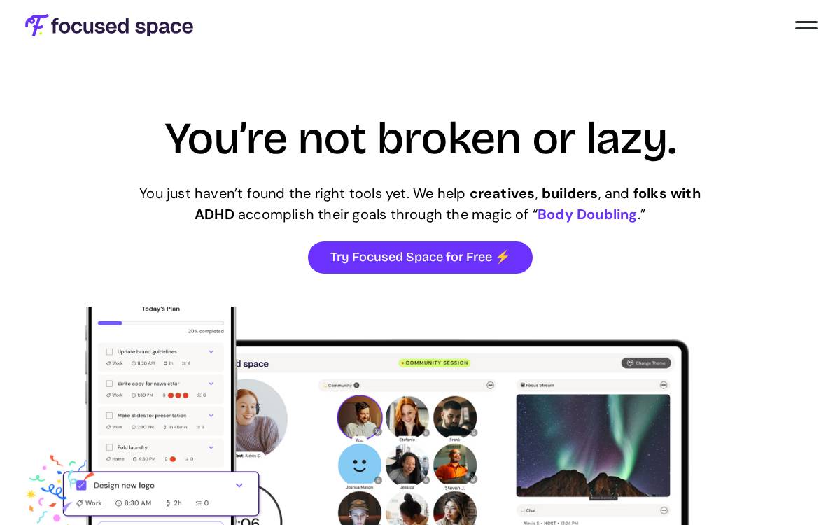 Focused Space website preview