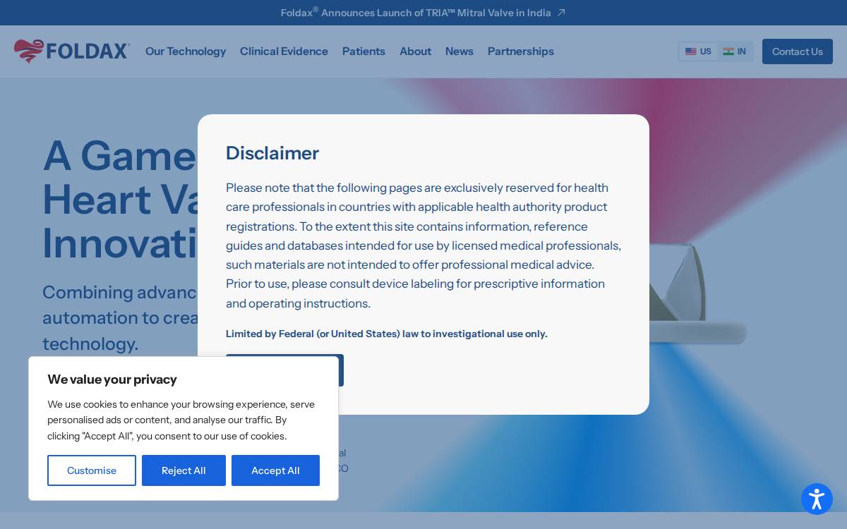 Foldax website preview