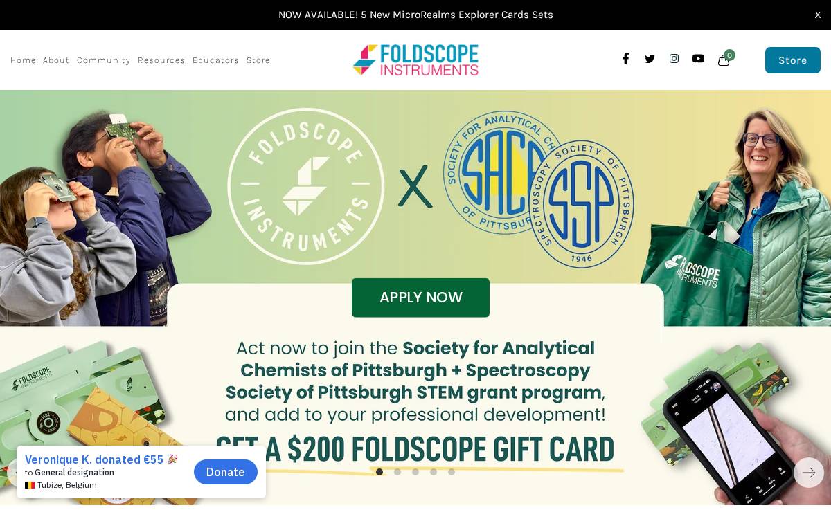 Foldscope Instruments, Inc website preview