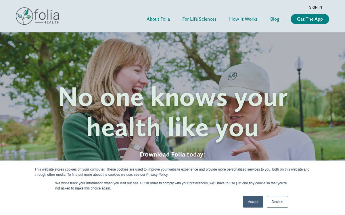 Folia Health website preview