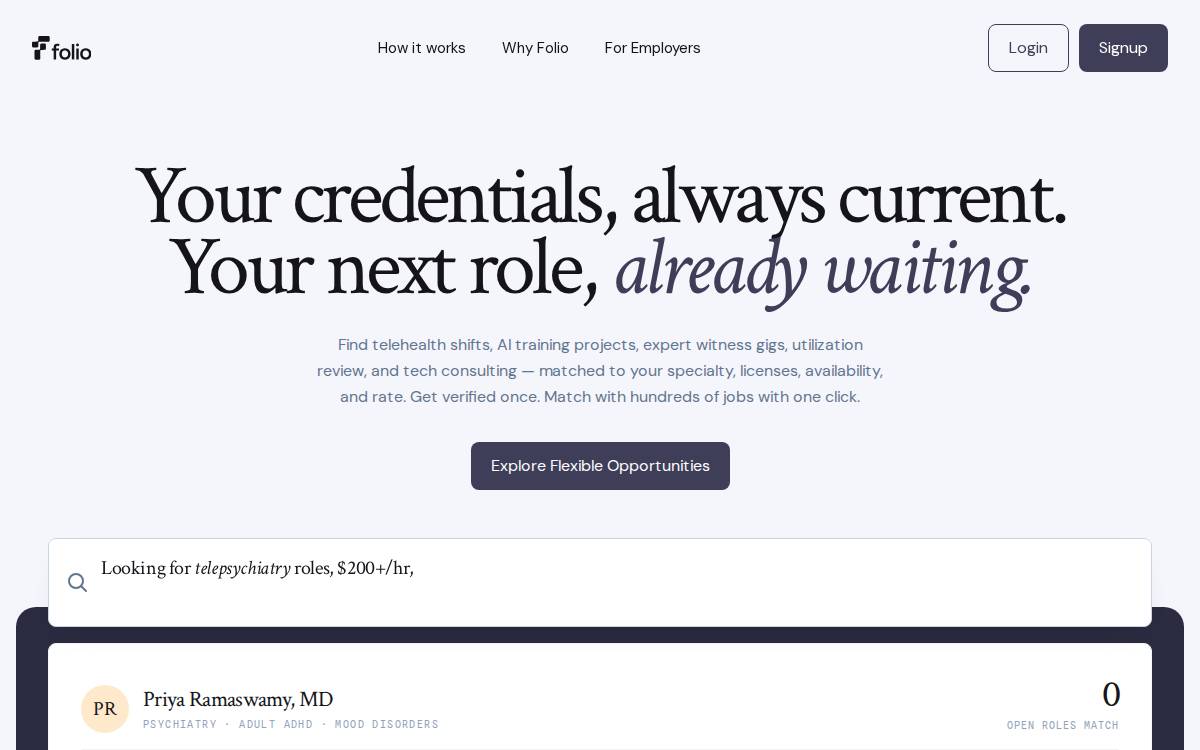 Folio website preview