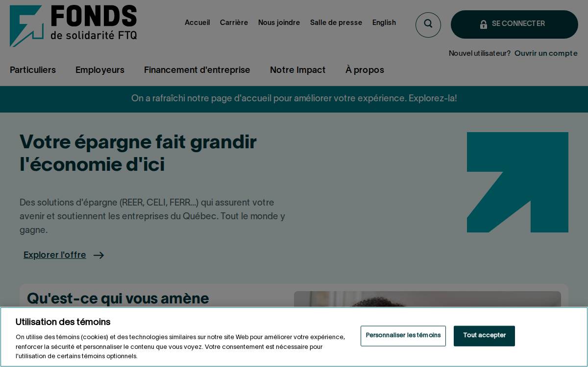 Fonds de solidarité FTQ website preview