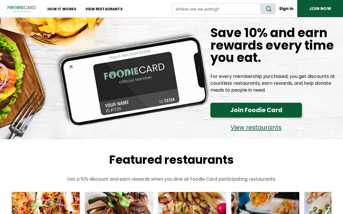Foodie Card website preview