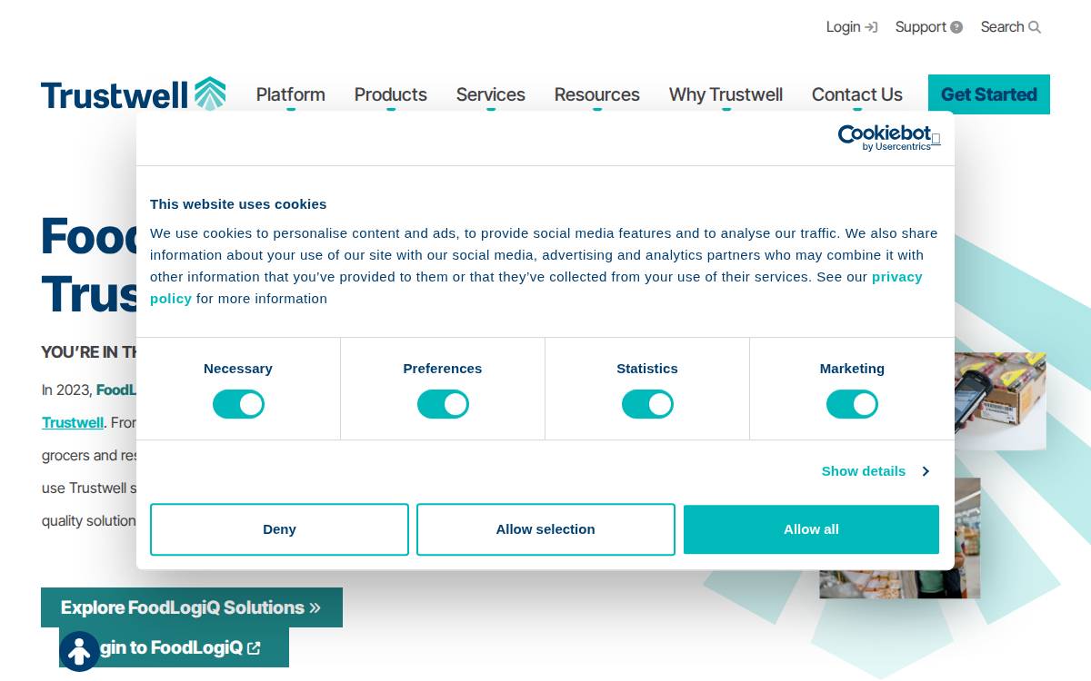 Foodlogiq website preview