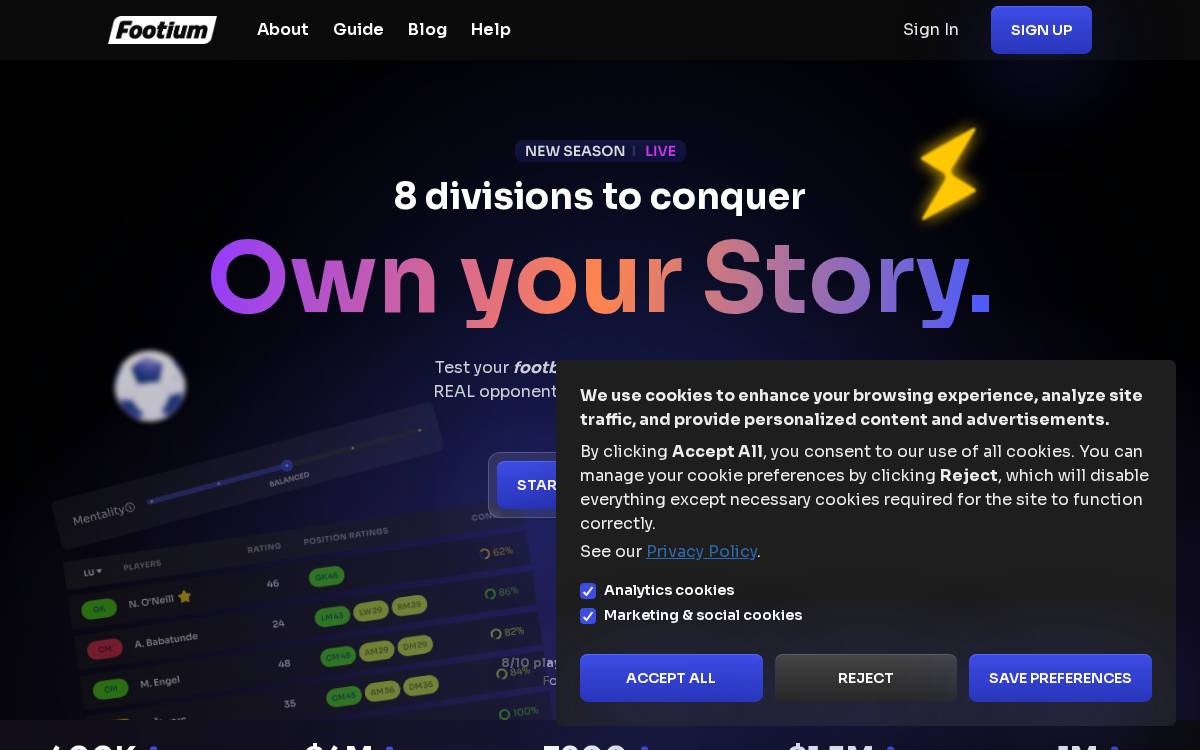 Footium website preview