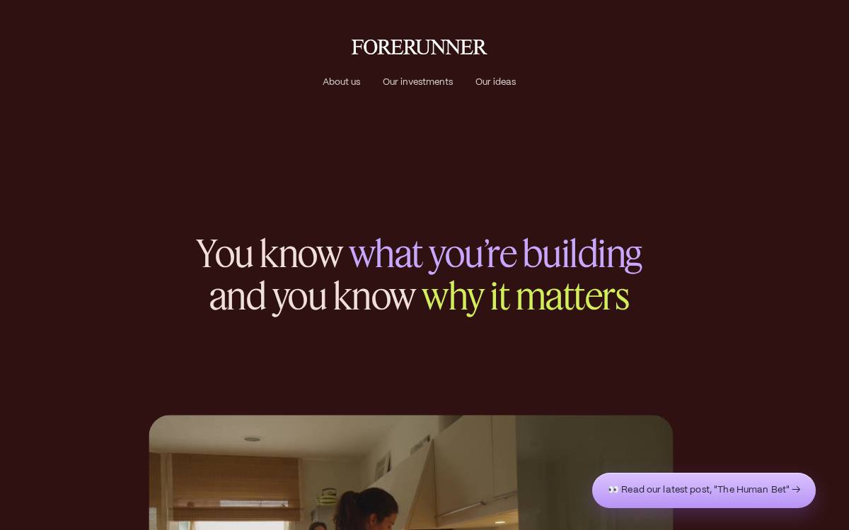 Forerunner Ventures website preview