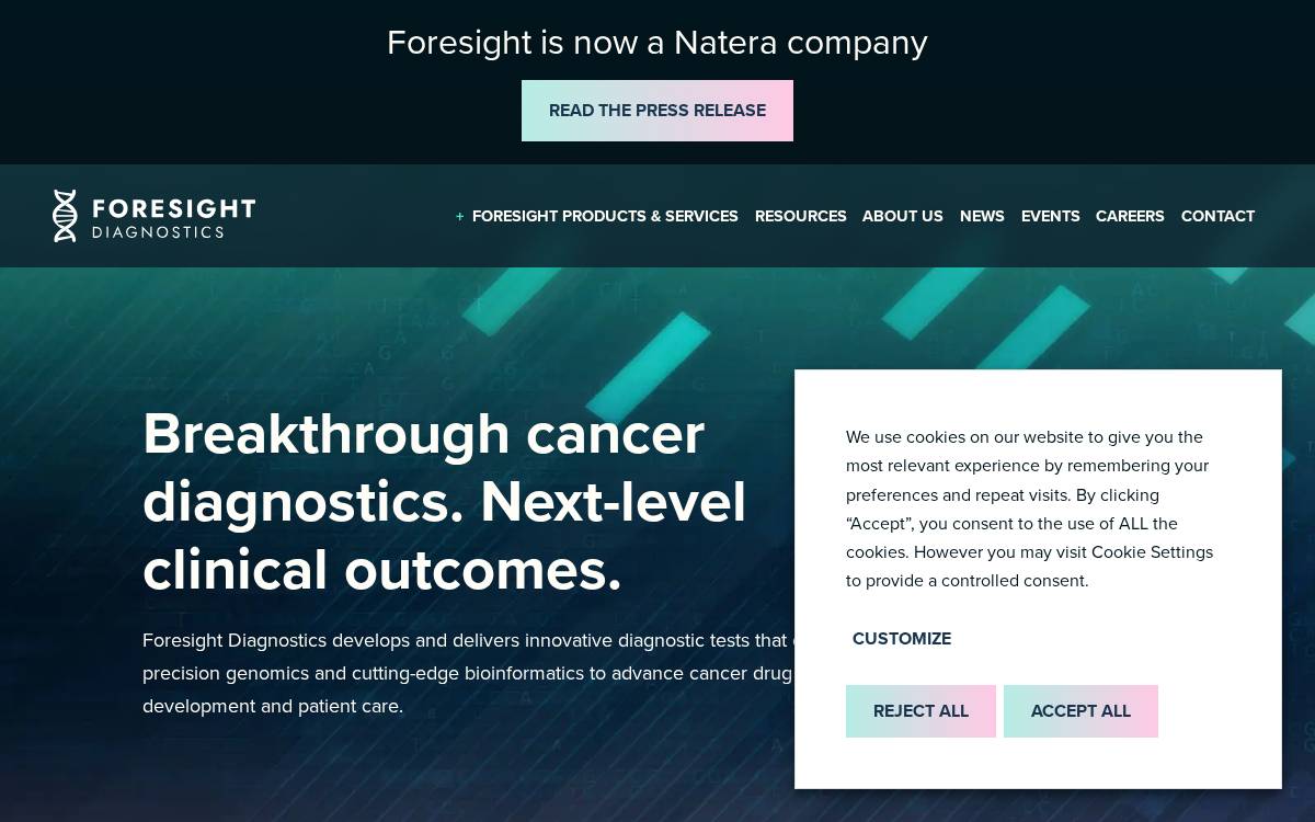 Foresight Dx website preview