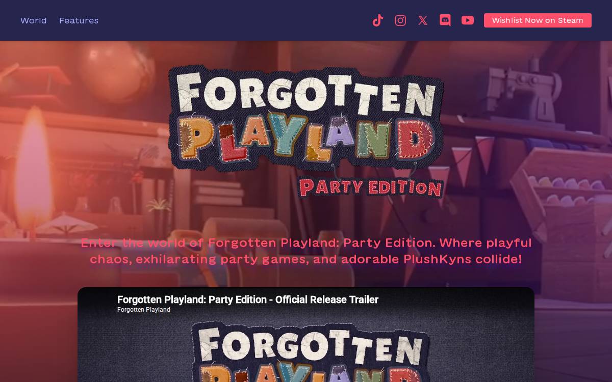 Forgotten Playland website preview