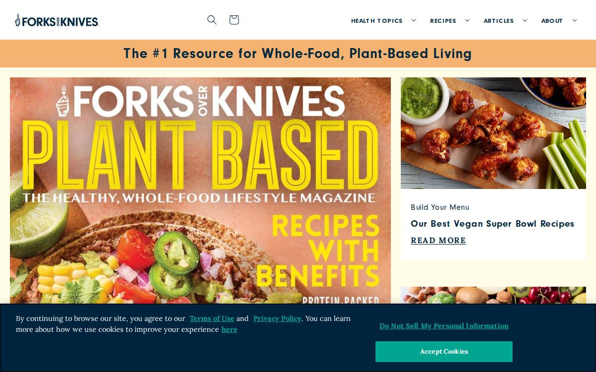 FORKS OVER KNIVES website preview