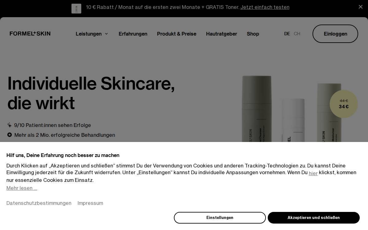 Formel Skin website preview