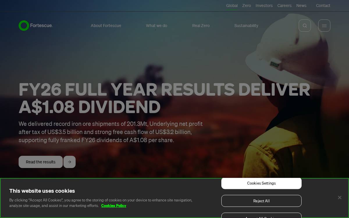 Fortescue website preview
