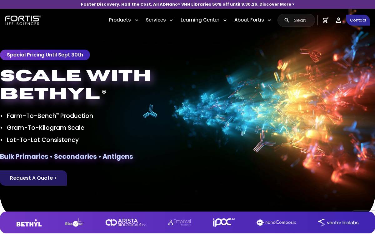 Fortis Life Sciences website preview