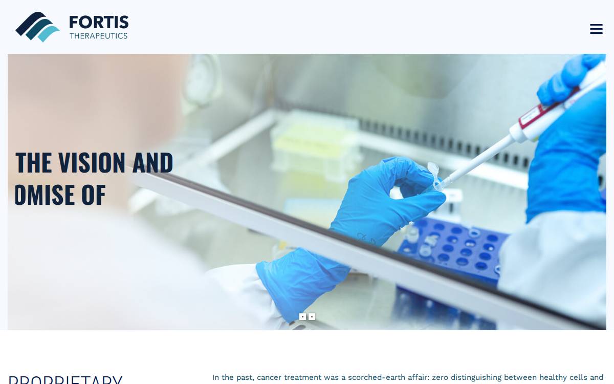 Fortis Therapeutics website preview