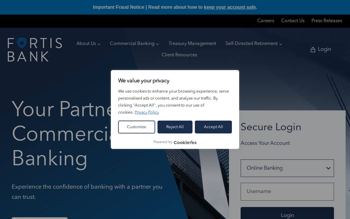 Fortisprivatebank website preview
