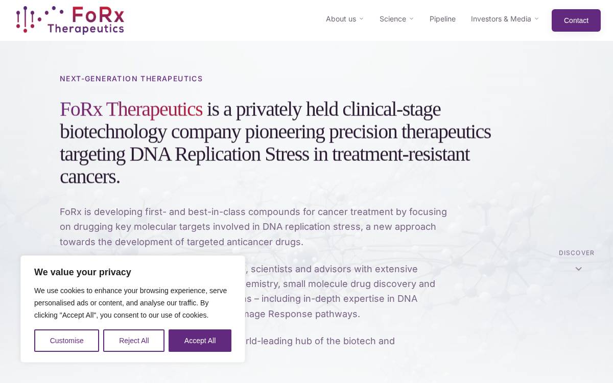 FoRx Therapeutics website preview