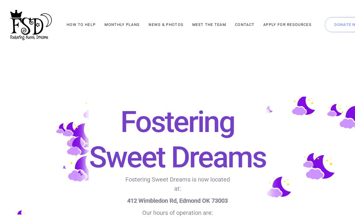 Fostering Sweet Dreams website preview