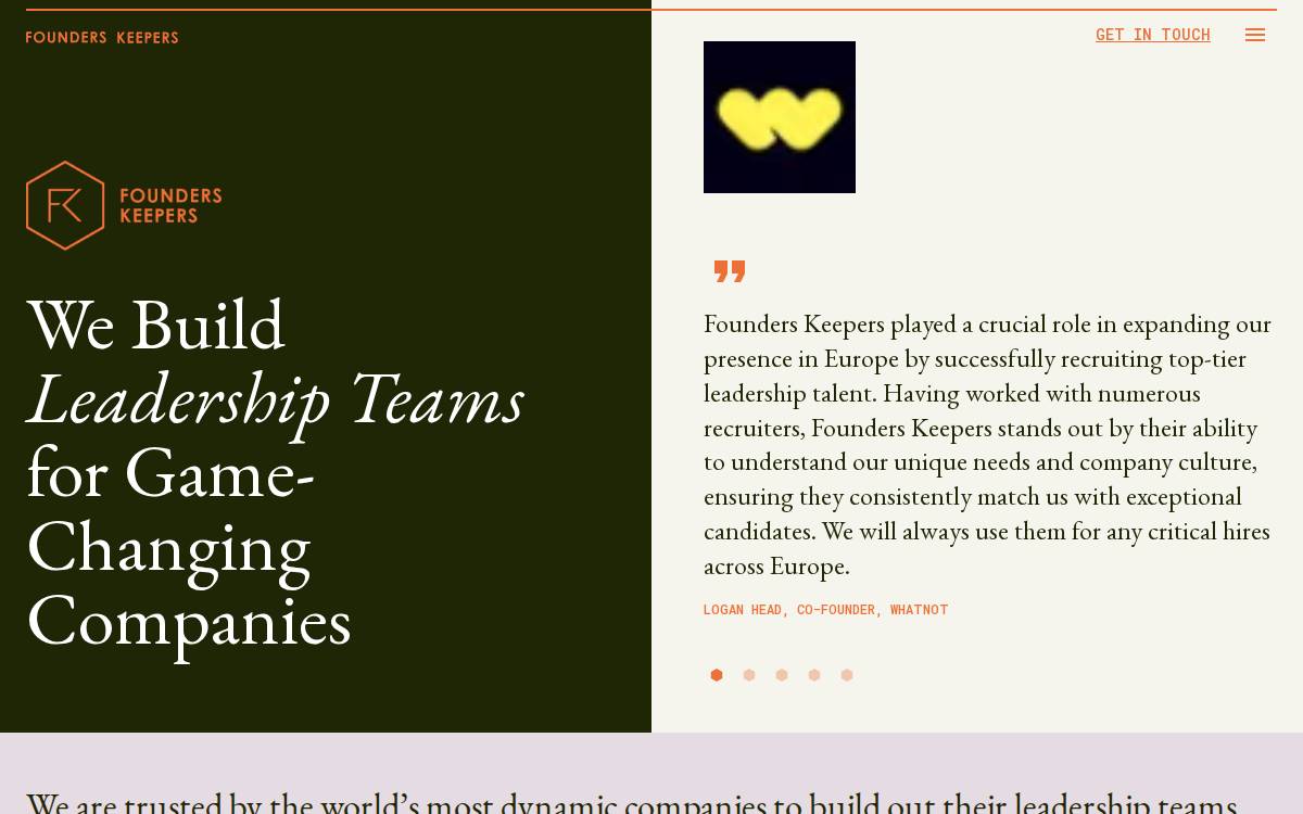Founders Keepers website preview