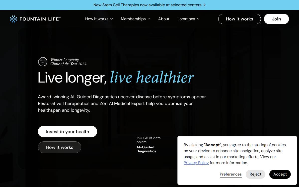 Fountain Life website preview