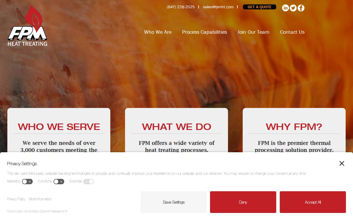 FPM Heat Treating website preview