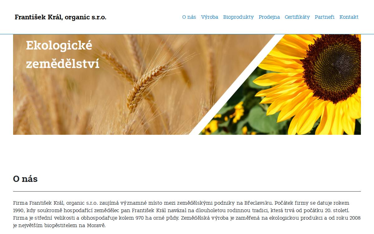 František Král, organic website preview
