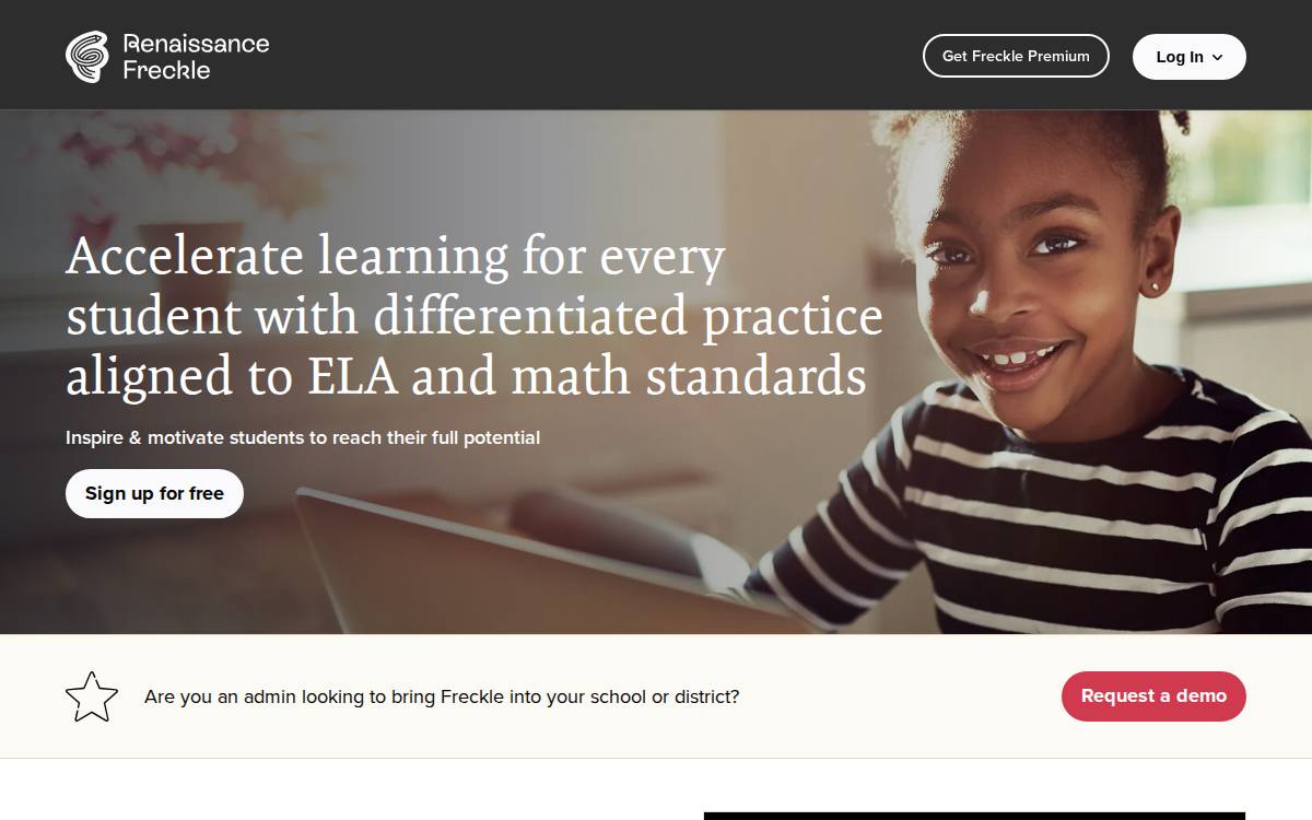 Freckle Education website preview