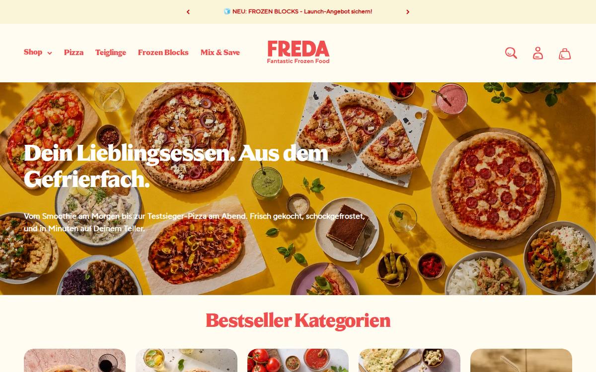 Freda Fantastic frozen food website preview