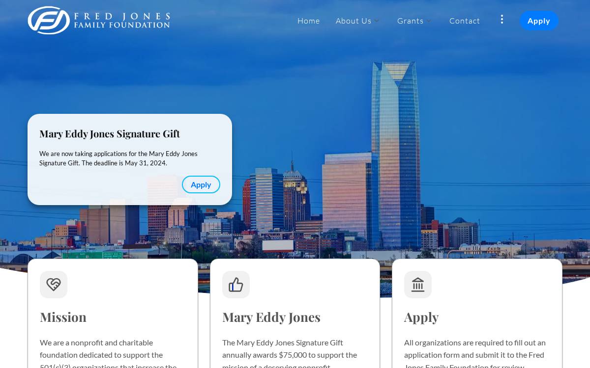 Fredjonesfamilyfoundation website preview