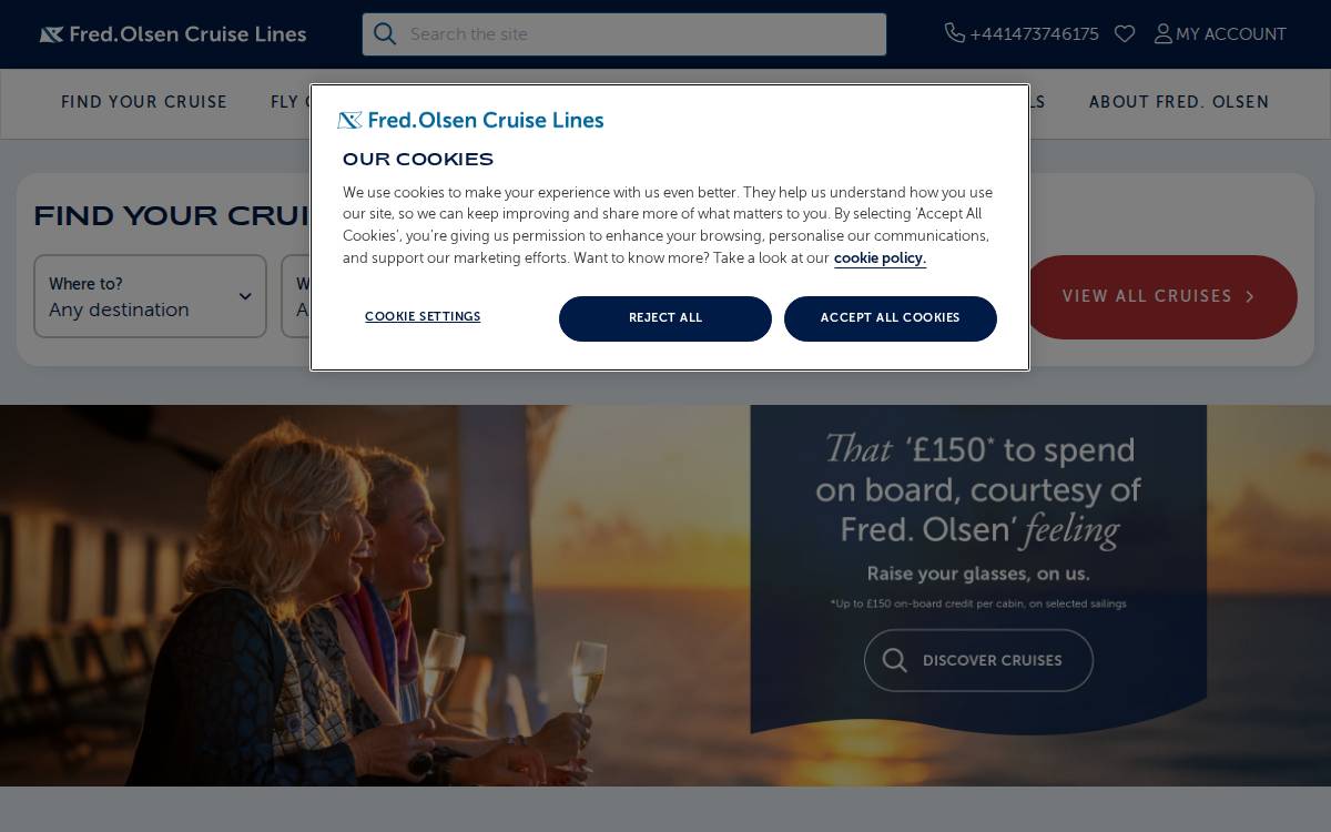 Fredolsencruises website preview