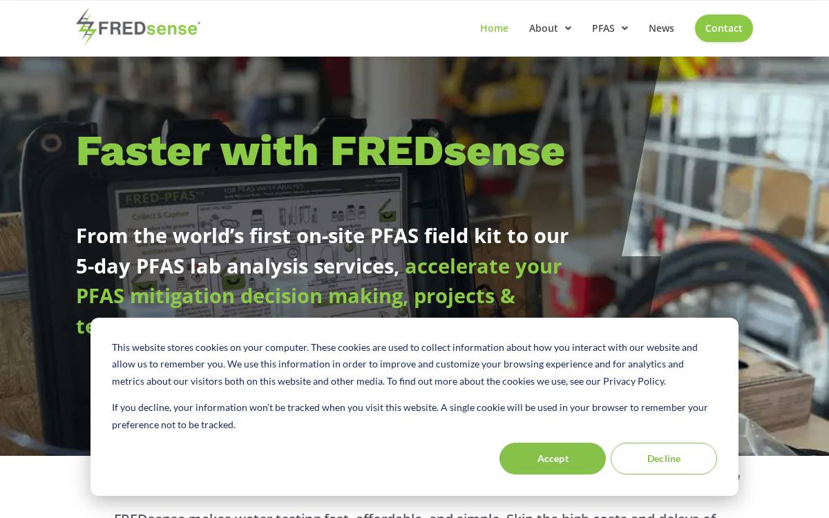 FREDsense Technologies website preview