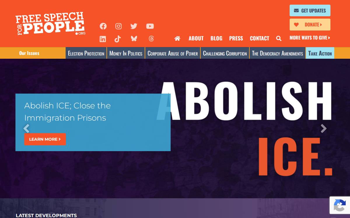 Free Speech for People website preview