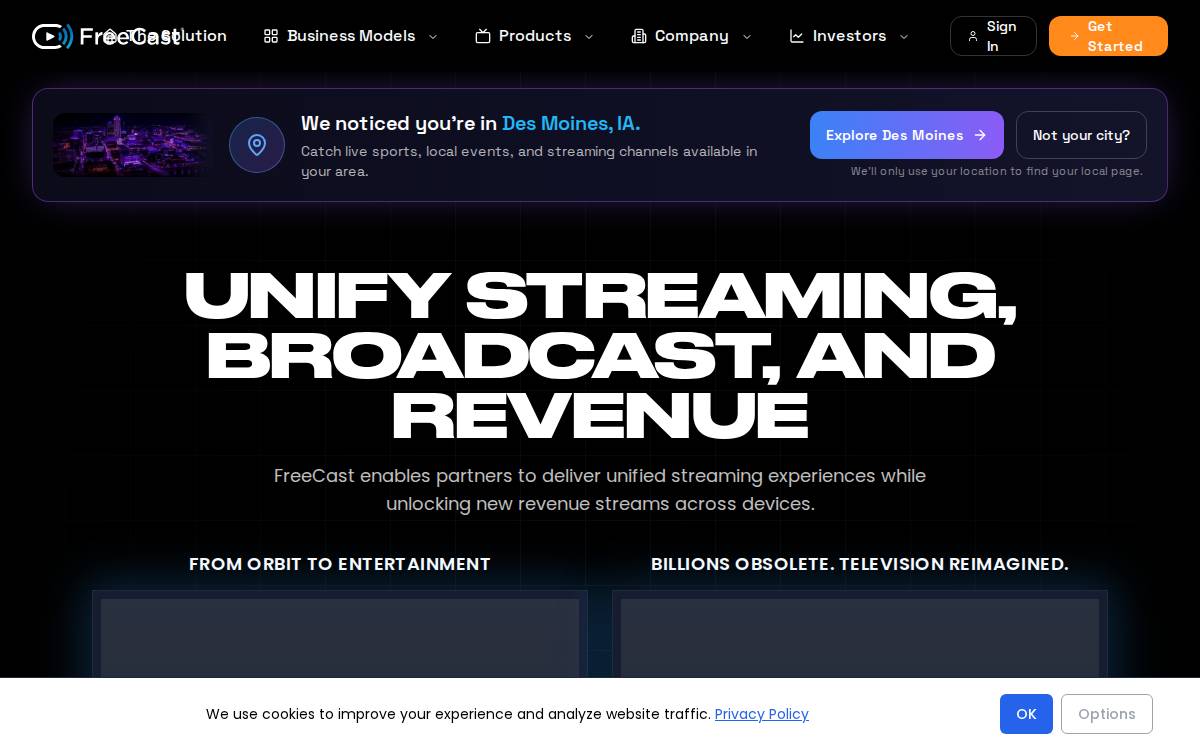 FreeCast website preview
