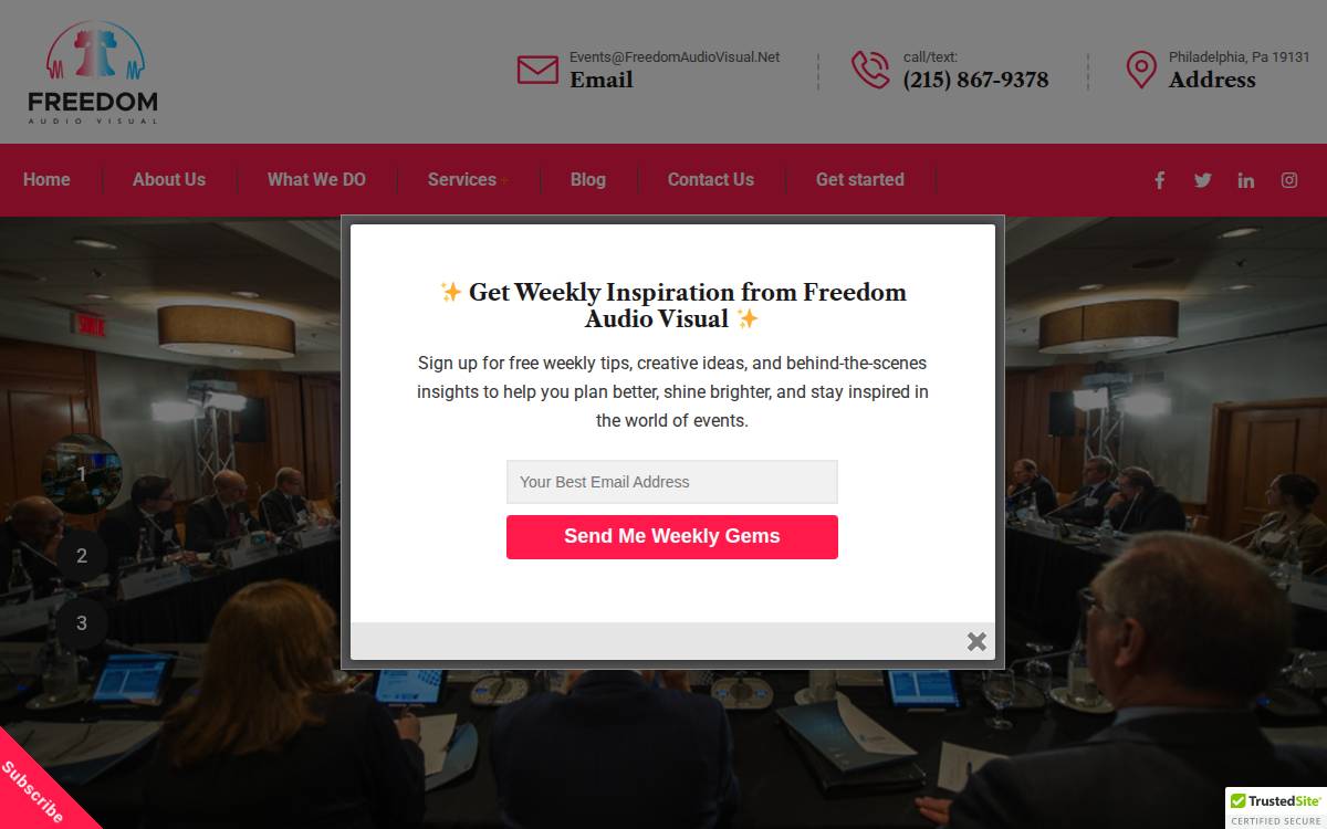 Freedom Audio website preview