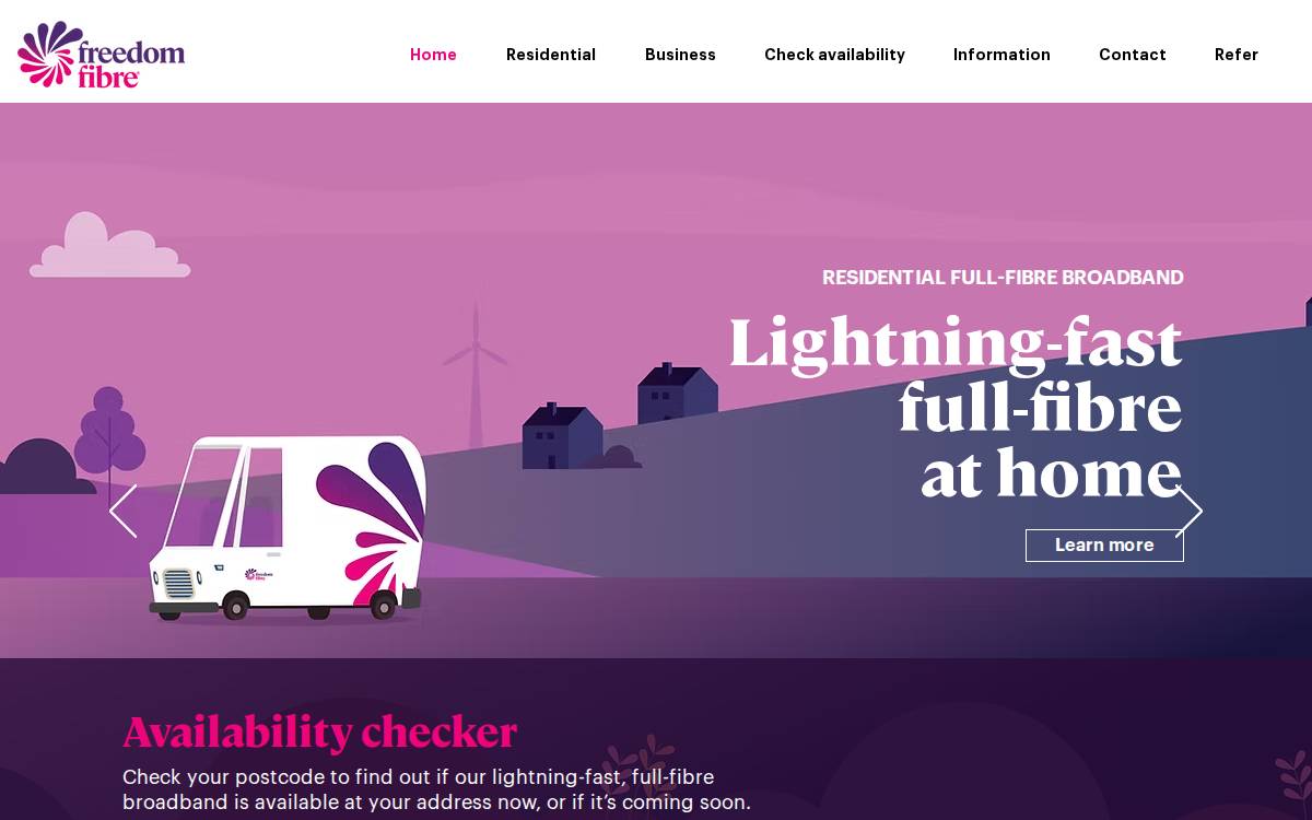 Freedom Fibre website preview