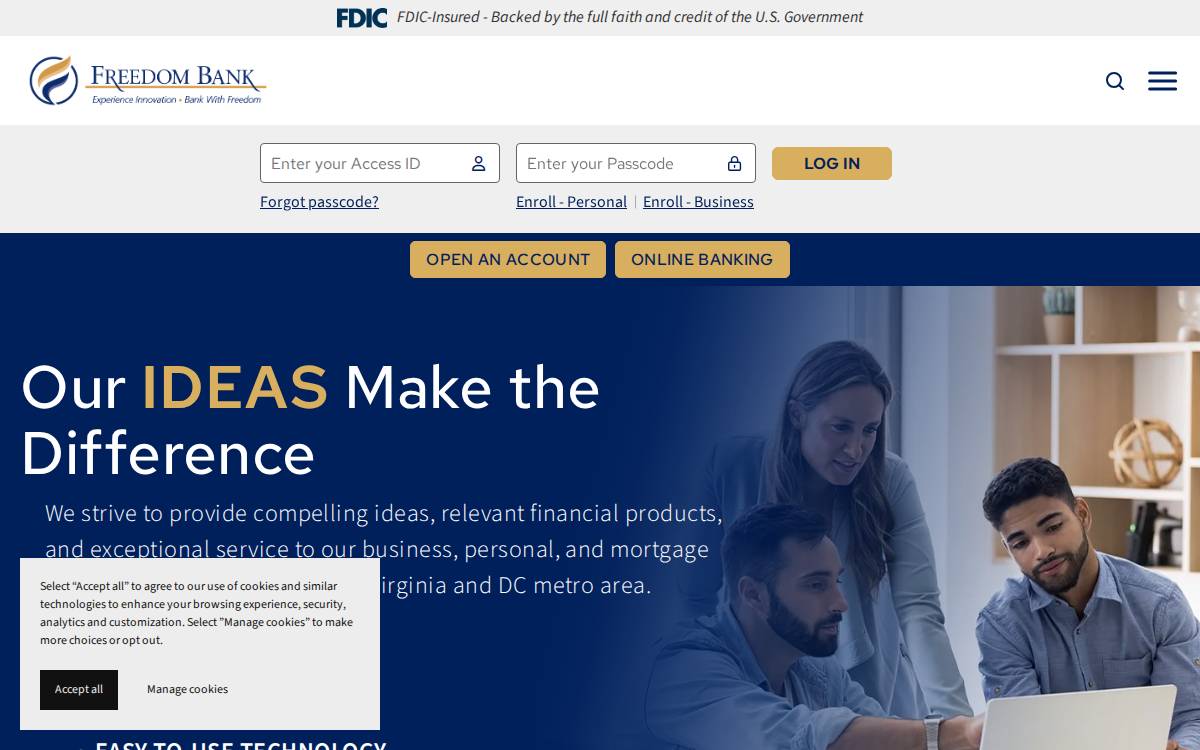 Freedombankva website preview