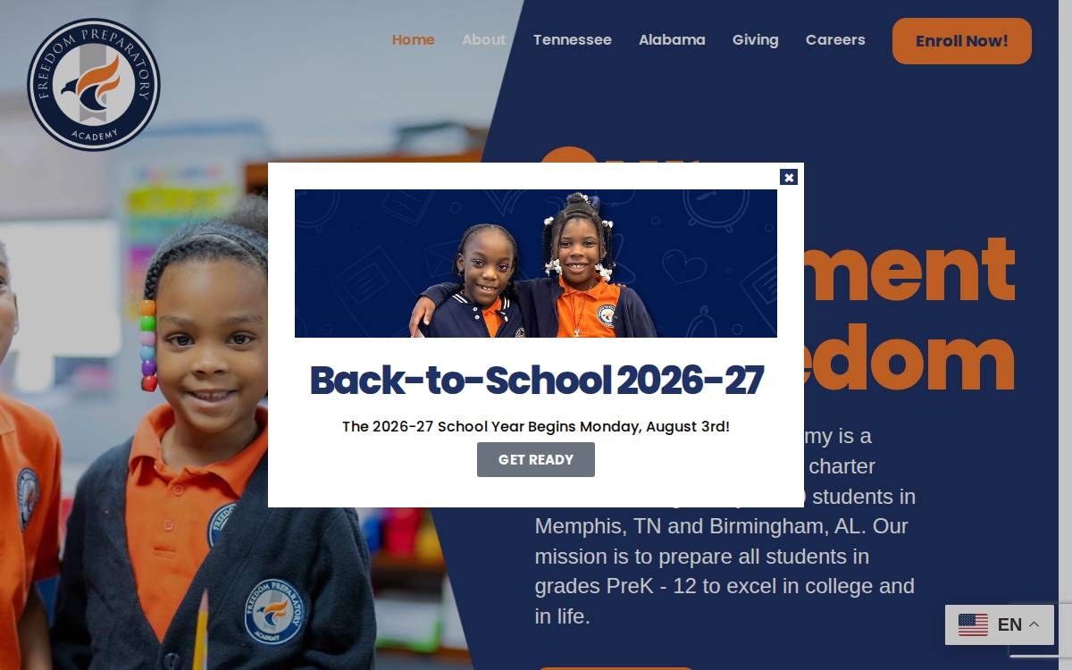 Freedomprep website preview